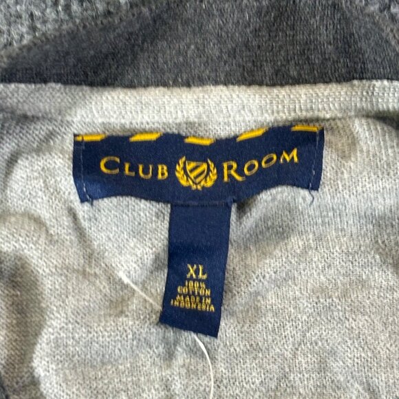 Club Room sweater Mens XL Grey Cardigan Sweater Cotton Blend V-Neck Long Sleeve - Picture 4 of 6